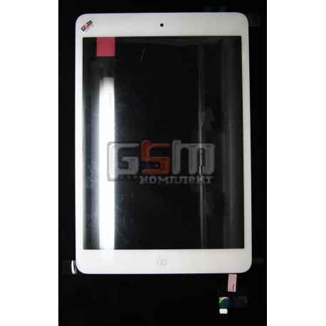 Тачскрин (сенсорный экран) для Apple iPad Mini, с защитным стеклом,с МИКРОСХЕМОЙ белый