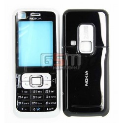 Корпус для Nokia 6120c, 6121c, серебристый, копия ААА, с клавиатурой, передняя и задняя панель