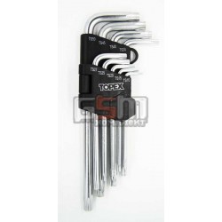 Набор ключей TORX, TS (5-граней) XB, длинные, набор 9 шт TOPEX 32D951
