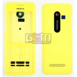 Корпус для Nokia 206 Asha, копия AAA, панели ,желтый