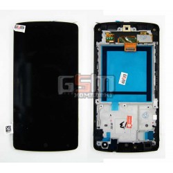 Дисплей для LG G2 D820, черный, с передней панелью, с тачскрином