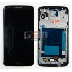 Дисплей для LG G2 D802, черный, с передней панелью, с тачскрином