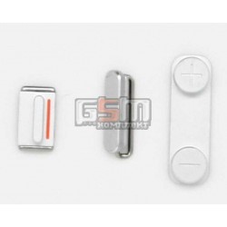 Пластик боковых кнопок корпуса для Apple iPhone 5, серебристый, полный комплект Пластик боковых кнопок корпуса для Apple iPhone 5, серебристый, полный комплект