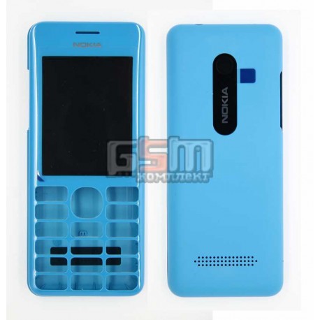 Корпус для Nokia 206 Asha, копия AAA, панели, голубой