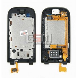 Средняя часть корпуса для Nokia 2720f, оригинал, черный, полная, верхний флип, (0254259), со шлейфом