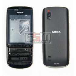 Корпус для Nokia 300 Asha, черный, high-copy