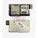 Конектор SIM-карти для HTC C520e One SV, T528t One SV, з конектором карти пам яті, зі шлейфом