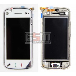 Тачскрин для Nokia N97, белый, с передней панелью