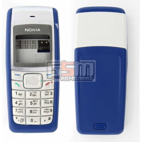 Корпус для Nokia 1110, 1110i, 1112, копия AAA, синий, с клавиатурой