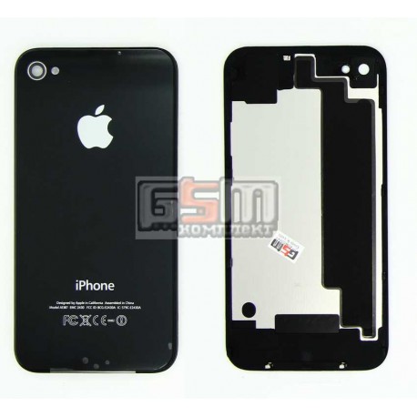 Задняя панель корпуса для Apple iPhone 4S, черная, high copy, с компонентами
