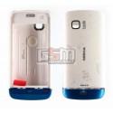 Корпус для Nokia C5-03, C5-06, белый, China quality ААА, с синей накладкой