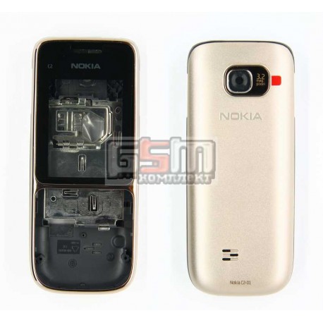 Корпус для Nokia C2-01, светло-золотистый, high-copy