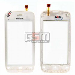 Тачскрин для Nokia C5-03, C5-06, с передней панелью, белый, копия