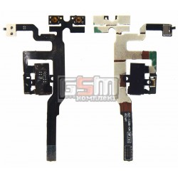 Шлейф для Apple iPhone 4S, черный, кнопок звука, коннектора наушников, с компонентами Шлейф для Apple iPhone 4S, черный, кнопок звука, коннектора наушников, с компонентами