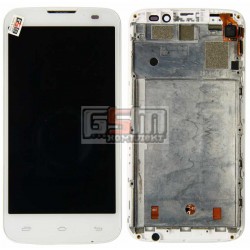 Дисплей для Prestigio MultiPhone 5503 Duo, MultiPhone 5517 Duo, белый, оригинал, с сенсорным экраном, с передней панелью