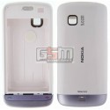 Корпус для Nokia C5-03, C5-06, белый, China quality ААА, с фиолетовой накладкой