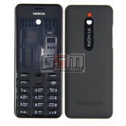 Корпус для Nokia 206 Asha, черный, копия ААА, с клавиатурой