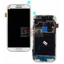 Дисплей для Samsung I9500 Galaxy S4, білий, з передньою панеллю, з тачскріном, оригінал (переклеєне скло)
