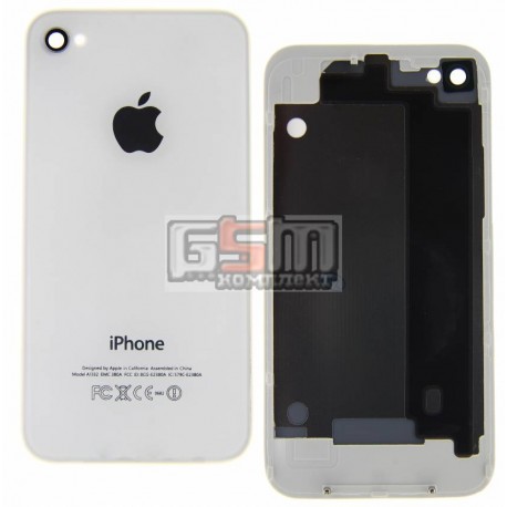 Задняя панель корпуса для Apple iPhone 4, белая, high copy, с компонентами