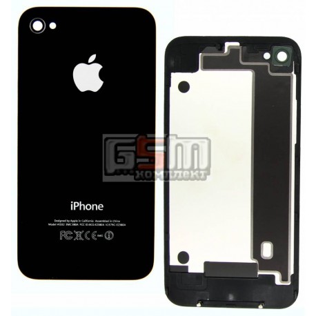 Задняя панель корпуса для Apple iPhone 4, черная, high copy, с компонентами
