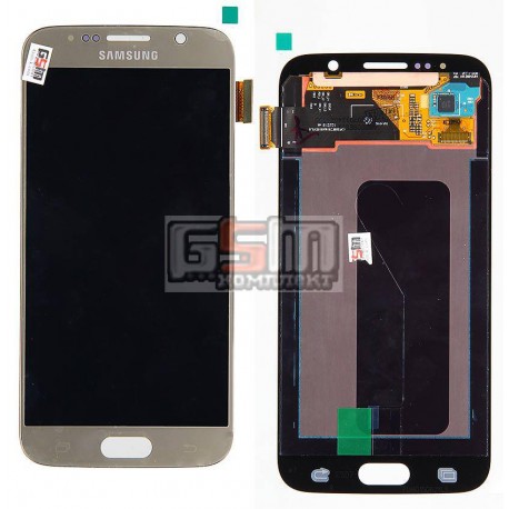 Дисплей для Samsung G920F Galaxy S6, золотистый, с сенсорным экраном (дисплейный модуль)