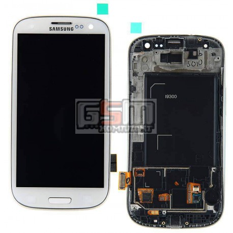 Дисплей для Samsung I9300 Galaxy S3, белый, с сенсорным экраном (дисплейный модуль), с передней панелью