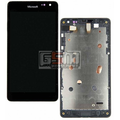Дисплей для Microsoft (Nokia) 535 Lumia Dual SIM, черный, с сенсорным экраном (дисплейный модуль), с рамкой, #CT2S1973FPC-A1-E