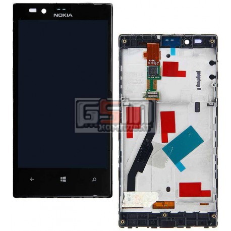Дисплей для Nokia 720 Lumia, черный, с сенсорным экраном (дисплейный модуль), с рамкой