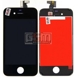 Дисплей для iPhone 4, черный, high-copy, с сенсорным экраном (дисплейный модуль), с рамкой