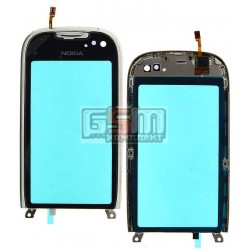 Тачскрин для Nokia C7-00, серебристый, с рамкой