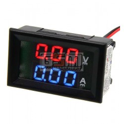 Вольтметр-Амперметр цифровий 100V/10A, 3 розряди, червоний + синій, шунт вбудований Вольтметр-Амперметр цифровий 100V/10A, 3 розряди, червоний + синій, шунт вбудований
