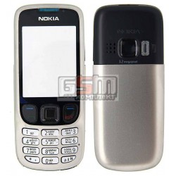 Корпус для Nokia 6303, 6303i, сріблястий, China quality ААА, з клавіатурою