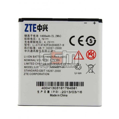 Аккумулятор для ZTE N788, U788, U812, U830, U880S, V6700, V788d 3G , (Li-ion 3.7V 1400mAh), #Li3714T42P3h504857-H/Li3715T42P3h50