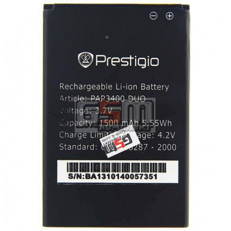 Аккумулятор для Prestigio MultiPhone 3400 Duo, оригинал, (Li-ion 3.7V 1500mAh)