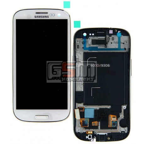 Дисплей для Samsung I9300i Galaxy S3 Duos, I9301 Galaxy S3 Neo, белый, с сенсорным экраном (дисплейный модуль), с передней панел