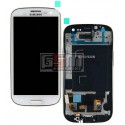 Дисплей для Samsung I9300i Galaxy S3 Duos, I9301 Galaxy S3 Neo, білий, з передньою панеллю, з тачскріном, оригінал (переклеєне скло)