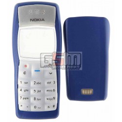 Корпус для Nokia 1100, 1101, копия AAA, синий, с клавиатурой, передняя и задняя панели