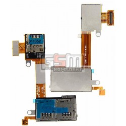 Коннектор SIM-карты для Sony D2302 Xperia M2 Dual, коннектор карты памяти, со шлейфом, на две SIM-карты Коннектор SIM-карты для Sony D2302 Xperia M2 Dual, коннектор карты памяти, со шлейфом, на две SIM-карты