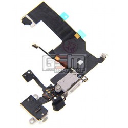 Шлейф для iPhone 5, білий, конектора зарядки, конектора навушників, з компонентами, з мікрофоном Шлейф для iPhone 5, білий, конектора зарядки, конектора навушників, з компонентами, з мікрофоном
