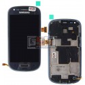 Дисплей для Samsung I8190 Galaxy S3 mini, синій, з тачскріном, з рамкою, оригінал (переклеєне скло)