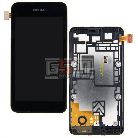 Дисплей для Nokia 530 Lumia, черный, с сенсорным экраном (дисплейный модуль), с рамкой