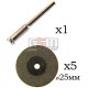 Алмазные диски 5шт + держатель диаметр диска 25мм, хвостовик 3мм, толщина диска 0,5-0,6 мм