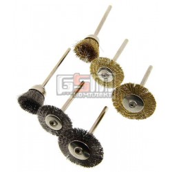 Набор щеток, чаша, диск, (сталь и латунь) хвостовик 3мм 6шт