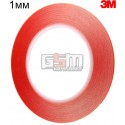 3M Двухсторонний скотч 1мм х 20м, толщина 0.21 мм красный, China quality