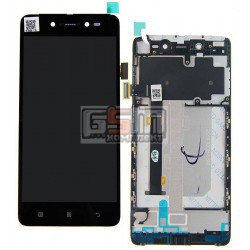 Дисплей для Lenovo S90, черный, с передней панелью, с тачскрином