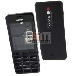 Корпус для Nokia 206 Asha, High quality, черный Корпус для Nokia 206 Asha, High quality, черный
