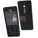 Корпус для Nokia 206 Asha, High quality, чорний
