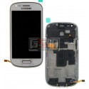 Дисплей для Samsung I8190 Galaxy S3 mini, белый, с сенсорным экраном (дисплейный модуль), с рамкой, original (PRC)
