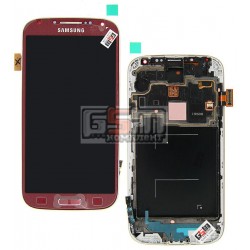 Дисплей для Samsung I9500 Galaxy S4, красный, с сенсорным экраном (дисплейный модуль), с передней панелью