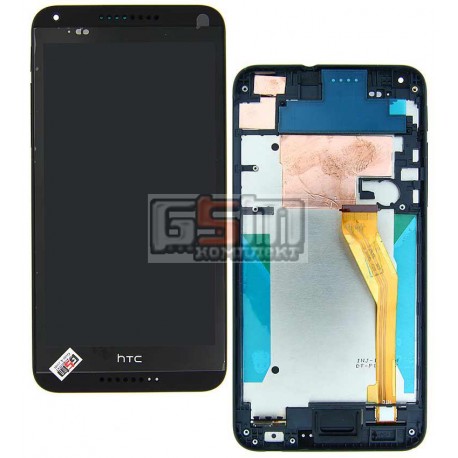Дисплей для HTC Desire 816, черный, с сенсорным экраном (дисплейный модуль), с передней панелью, желтый шлейф